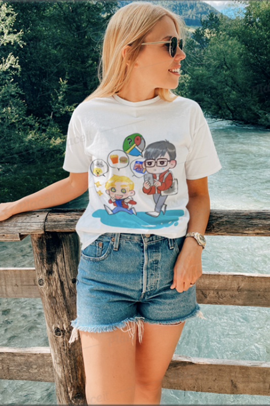 Ben and Keaton on a Trip T-Shirt Two Sizes Too Small"